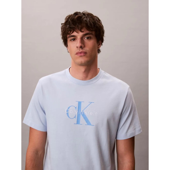 CALVIN KLEIN SS HERO MONOLOGO TEE 20s LV04RB862G C1O-BREEZY BLUE