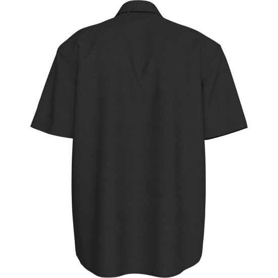CALVIN KLEIN SS SOLID CAUSAL LINEN CLASSIC SHIRT LV04RF120G UB1-BLACK 