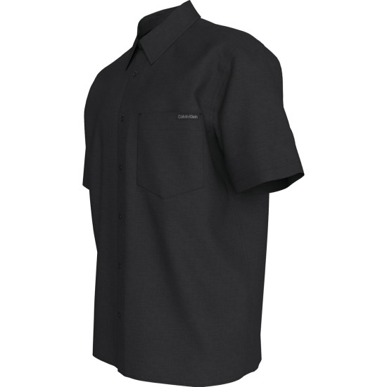 CALVIN KLEIN SS SOLID CAUSAL LINEN CLASSIC SHIRT LV04RF120G UB1-BLACK 