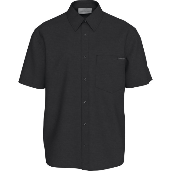 CALVIN KLEIN SS SOLID CAUSAL LINEN CLASSIC SHIRT LV04RF120G UB1-BLACK 