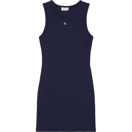 CALVIN KLEIN SL TEXTURE WAFFLE RACER MINI DRESS LV047F235G 9EI-EVENING BLUE 