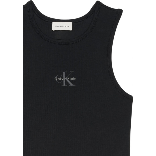 CALVIN KLEIN SL MONOLOGO BABY RIB TANK MIDI DRESS LV047F242G UB1-BLACK