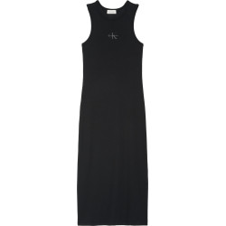 CALVIN KLEIN SL MONOLOGO BABY RIB TANK MIDI DRESS LV047F242G UB1-BLACK
