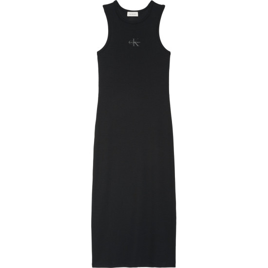 CALVIN KLEIN SL MONOLOGO BABY RIB TANK MIDI DRESS LV047F242G UB1-BLACK