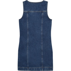CALVIN KLEIN SS SOLID CAUSAL LINEN CLASSIC MINI DRESS LV047F761G 0LX-MADDEN BLUE 