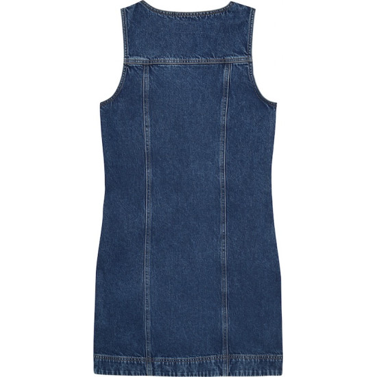 CALVIN KLEIN SS SOLID CAUSAL LINEN CLASSIC MINI DRESS LV047F761G 0LX-MADDEN BLUE 