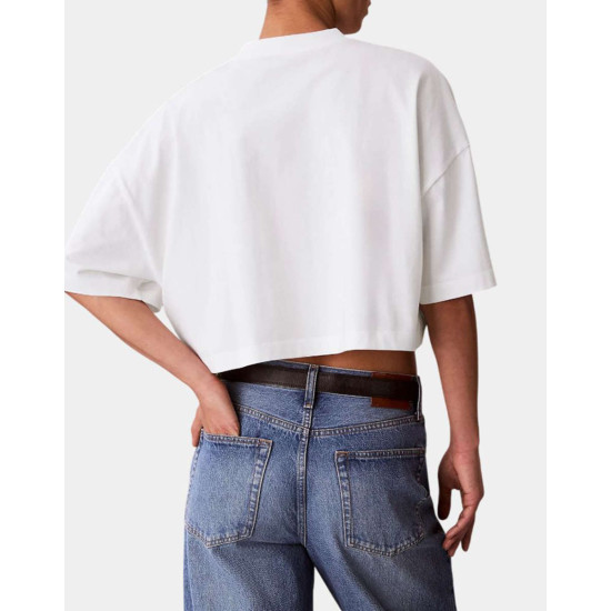 CALVIN KLEIN SS CROPPED BOXY HERITAGE CREST LV047F813G YAF-BRIGHT WHITE 