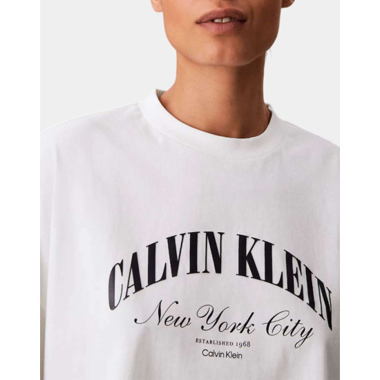 CALVIN KLEIN SS CROPPED BOXY HERITAGE CREST LV047F813G YAF-BRIGHT WHITE 