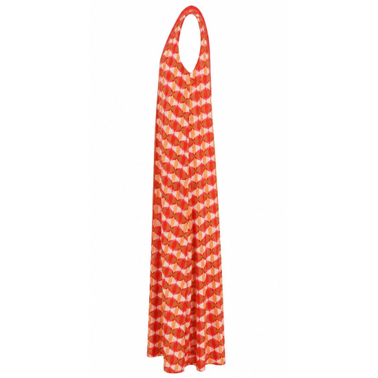 AGGEL PRINTED MAXI DRESS SS53036KF MULTICOLORED CORAL 