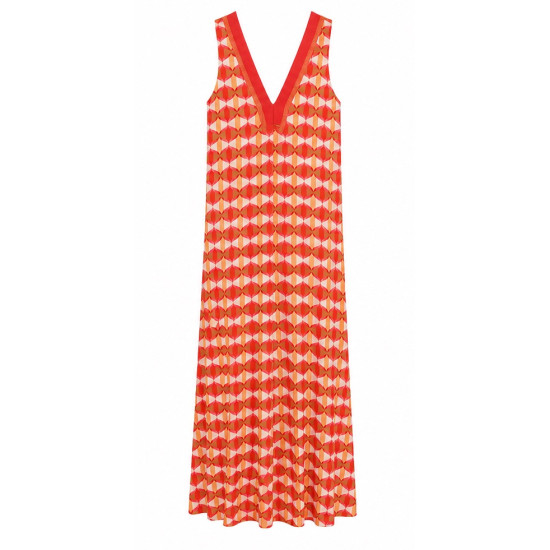 AGGEL PRINTED MAXI DRESS SS53036KF MULTICOLORED CORAL 