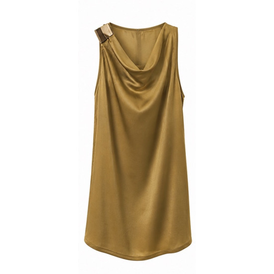 AGGEL SLEEVELESS DRAPE TOP SS61120KF OLIVE 