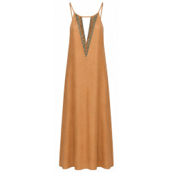 AGGEL EMBROIDERED V-NECK MAXI DRESS SS53011KF GOLD 