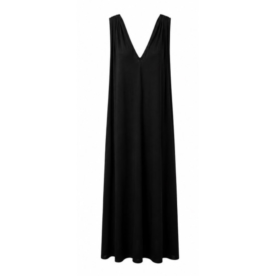 AGGEL V-NECK MAXI DRESS SS63137KF BLACK 
