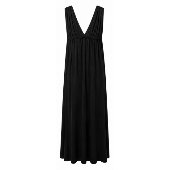 AGGEL V-NECK MAXI DRESS SS63137KF BLACK 