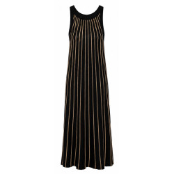 AGGEL STRIPED KNIT MAXI DRESS SS63157K BLACK