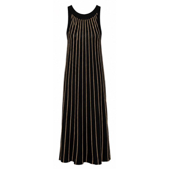 AGGEL STRIPED KNIT MAXI DRESS SS63157K BLACK