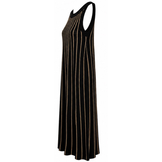 AGGEL STRIPED KNIT MAXI DRESS SS63157K BLACK