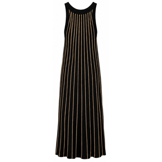 AGGEL STRIPED KNIT MAXI DRESS SS63157K BLACK