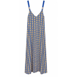 AGGEL GEOMETRIC PRINT MAXI DRESS SS63182KF ROYAL BLUE 