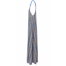 AGGEL GEOMETRIC PRINT MAXI DRESS SS63182KF ROYAL BLUE 