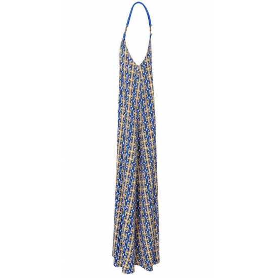 AGGEL GEOMETRIC PRINT MAXI DRESS SS63182KF ROYAL BLUE 