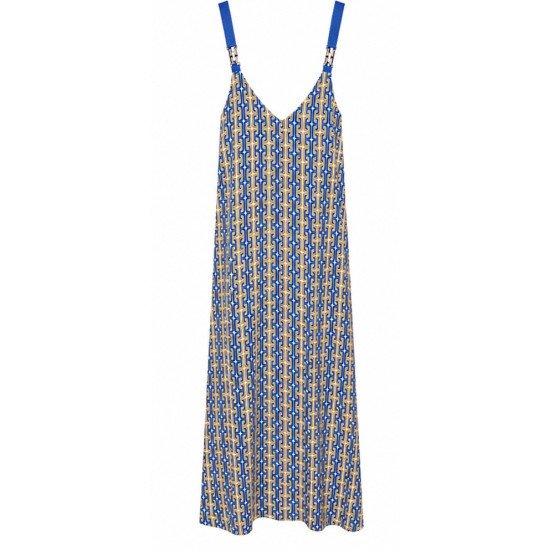 AGGEL GEOMETRIC PRINT MAXI DRESS SS63182KF ROYAL BLUE 