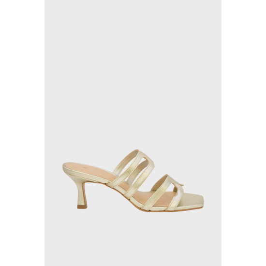 CARRANO KITTEN HEEL METAL SOFT MULES 322086 GOLD