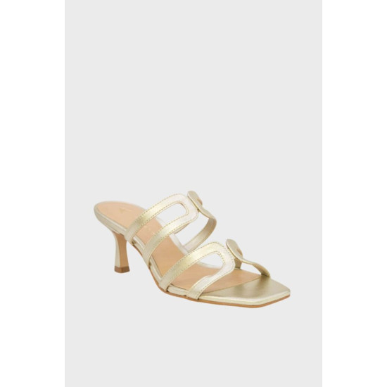 CARRANO KITTEN HEEL METAL SOFT MULES 322086 GOLD