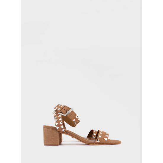CARRANO NOBUVK SMOOTH SANDAL HEELS 964005 HONEY