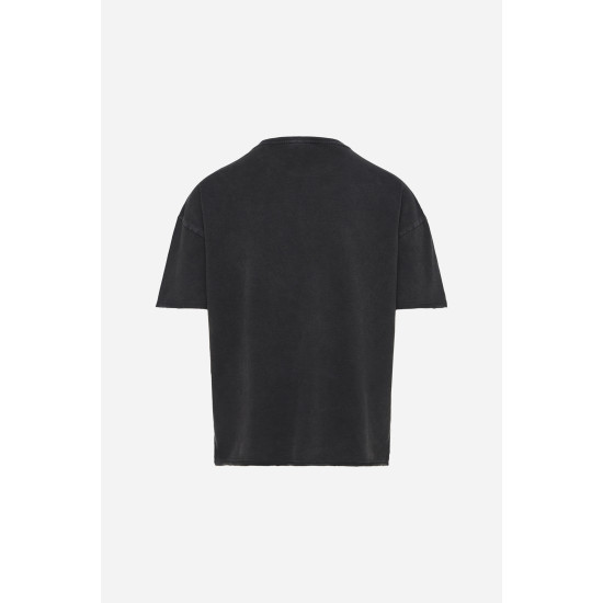 DIRTY LAUNDRY PIQUET T-SHIRT WITH RAW EDGES DLMT000606-VINTAGE BLACK