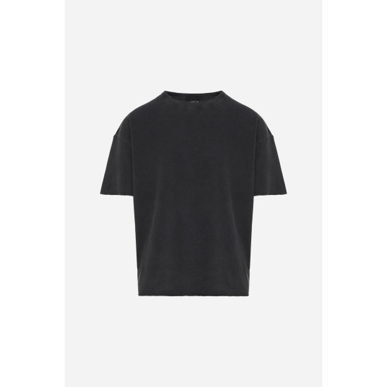 DIRTY LAUNDRY PIQUET T-SHIRT WITH RAW EDGES DLMT000606-VINTAGE BLACK