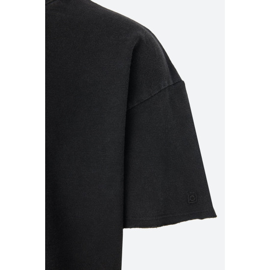 DIRTY LAUNDRY PIQUET T-SHIRT WITH RAW EDGES DLMT000606-VINTAGE BLACK