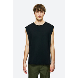 DIRTY LAUNDRY SLUB TANK TOP WITH RAW EDGES DLMTT000002 - BLACK