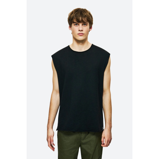 DIRTY LAUNDRY SLUB TANK TOP WITH RAW EDGES DLMTT000002 - BLACK