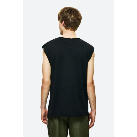 DIRTY LAUNDRY SLUB TANK TOP WITH RAW EDGES DLMTT000002 - BLACK