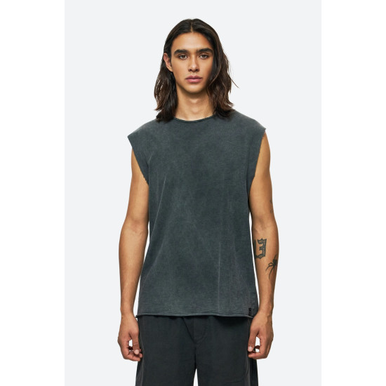 DIRTY LAUNDRY SLUB TANK TOP WITH RAW EDGES DLMTT000002 - VINTAGE BLACK