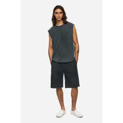 DIRTY LAUNDRY SLUB TANK TOP WITH RAW EDGES DLMTT000002 - VINTAGE BLACK