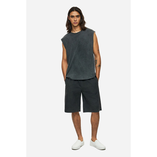 DIRTY LAUNDRY SLUB TANK TOP WITH RAW EDGES DLMTT000002 - VINTAGE BLACK