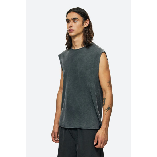 DIRTY LAUNDRY SLUB TANK TOP WITH RAW EDGES DLMTT000002 - VINTAGE BLACK