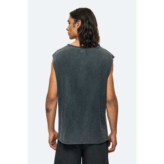 DIRTY LAUNDRY SLUB TANK TOP WITH RAW EDGES DLMTT000002 - VINTAGE BLACK