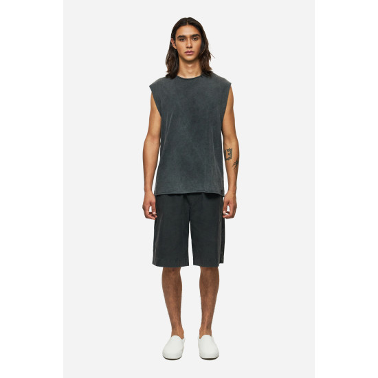 DIRTY LAUNDRY SLUB TANK TOP WITH RAW EDGES DLMTT000002 - VINTAGE BLACK