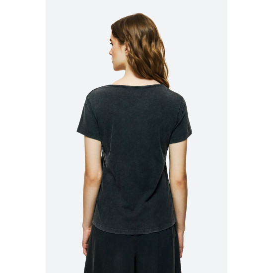 DIRTY LAUNDRY V NECK T-SHIRT DLWT000125 - VINTAGE BLACK