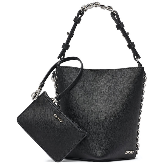 DKNY RIONA BUCKET HANDBAG R54JAO10 71Y1-BLACK/SILVER
