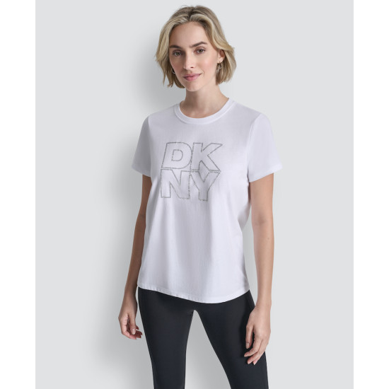 DKNY LOGO ΜΠΛΟΥΖΑΚΙ ΚΟΝΤΟΜΑΝΙΚΟ DP6T1533 0091-WHITE