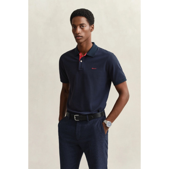 GANT REG CONTRAST PIQUE SS POLO 2062026 433-EVENING BLUE