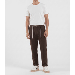 SHORT SLEEVE LINEN BLEND TROUSERS MICHIGAN-S26 COFFEE 