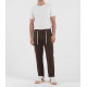 SHORT SLEEVE LINEN BLEND TROUSERS MICHIGAN-S26 COFFEE 