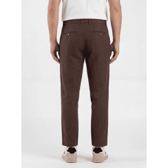 SHORT SLEEVE LINEN BLEND TROUSERS MICHIGAN-S26 COFFEE 