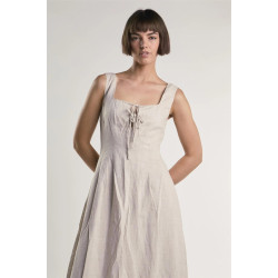 GLAMOROUS SQUARE NECK MAXI DRESS ΑΝ5633 DX58-BEIGE FLECK