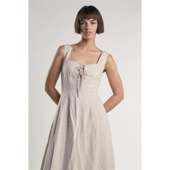 GLAMOROUS SQUARE NECK MAXI DRESS ΑΝ5633 DX58-BEIGE FLECK